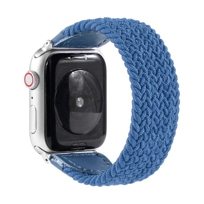 Nylon + Leather Braided Watch Band For Apple Watch Ultra 49mm&Watch Ultra 2 49mm / Series 9&8&7 45mm / SE 3&SE 2&6&SE&5&4 44mm / 3&2&1 42mm, Size:S(Blue) - Watch Bands by buy2fix | Online Shopping UK | buy2fix