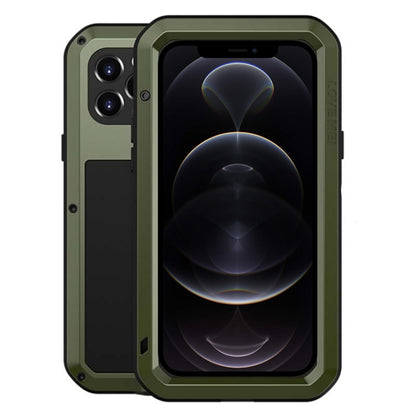 For iPhone 12 Pro LOVE MEI Metal Shockproof Life Waterproof Dustproof Protective Case(Army Green) - iPhone 12 / 12 Pro Cases by LOVE MEI | Online Shopping UK | buy2fix