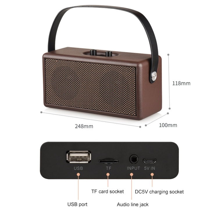 D30 Portable Subwoofer Wooden Bluetooth 4.2 Speaker, Support TF Card & 3.5mm AUX & U Disk Play(Black) - Desktop Speaker by buy2fix | Online Shopping UK | buy2fix