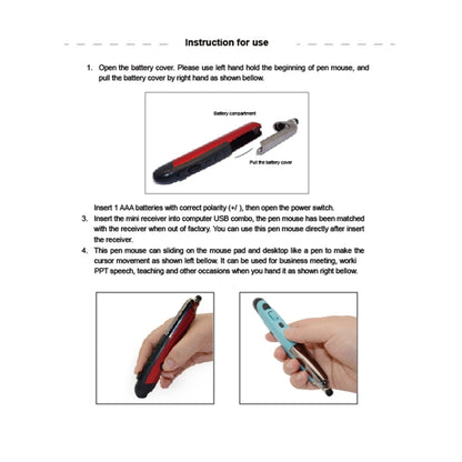 PR-08 2.4G Innovative Pen-style Handheld Wireless Smart Mouse, Support Windows 8 / 7 / Vista / XP /  2000 / Android / Linux / Mac OS. , Effective Distance: 10m(Blue) - Wireless Mice by buy2fix | Online Shopping UK | buy2fix