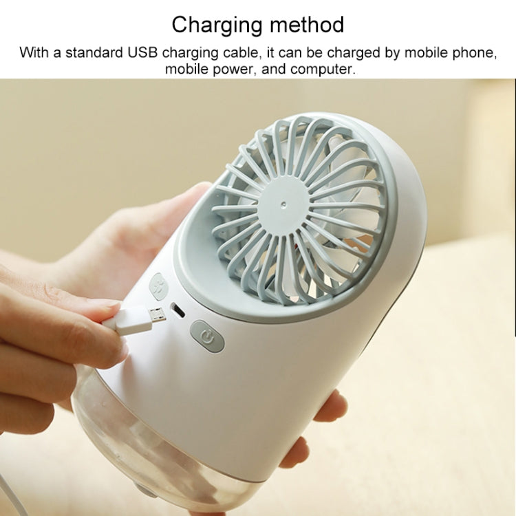 Multi-function USB Charging Spray Humidification Desktop Electric Fan with LED Warm Yellow Reading Lamp, Support 3 Speed Control(Pink) - Electric Fans by buy2fix | Online Shopping UK | buy2fix