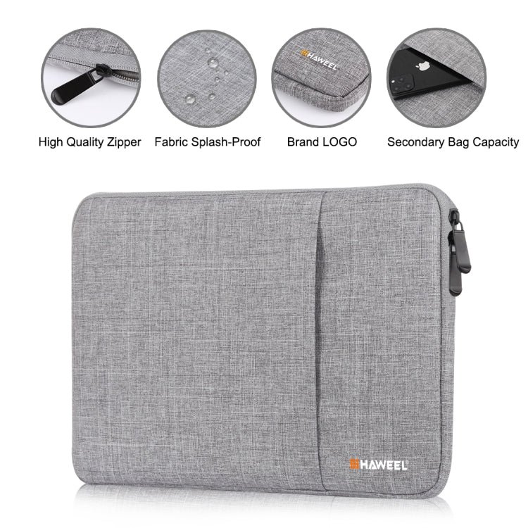 HAWEEL 11 inch Sleeve Case Zipper Briefcase Carrying Bag For Macbook, Samsung, Lenovo, Sony, DELL Alienware, CHUWI, ASUS, HP, 11 inch and Below Laptops / Tablets(Grey) - 10 - 11 inch by HAWEEL | Online Shopping UK | buy2fix