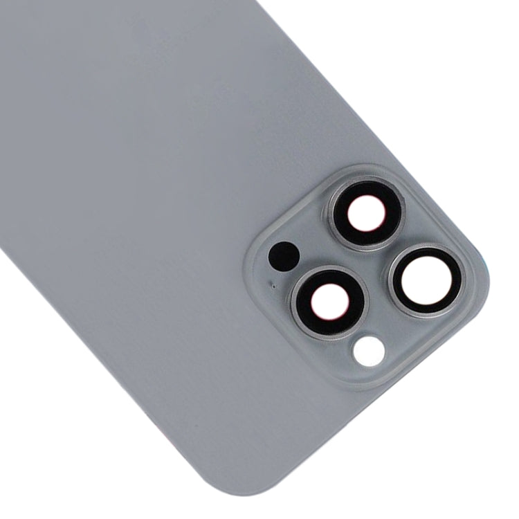 For iPhone 15 Pro Max Glass Battery Back Cover with Flash Bracket + Wireless Charging Module(Titanium gray) - Back Cover by buy2fix | Online Shopping UK | buy2fix