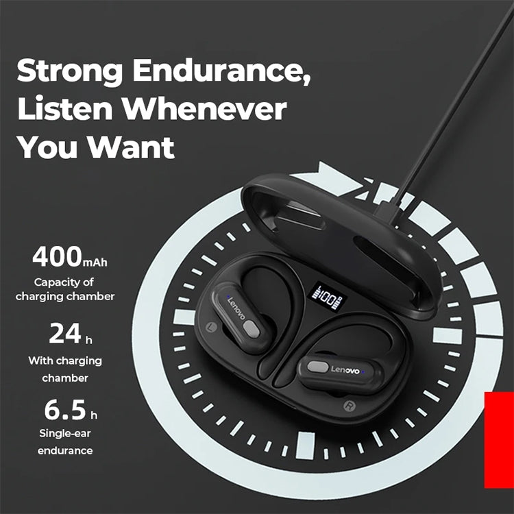 Lenovo XT60 Bluetooth 5.3 Ear-mounted Sports Wireless Bluetooth Earphone (Black) - Bluetooth Earphone by Lenovo | Online Shopping UK | buy2fix