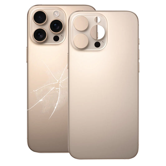 For iPhone 16 Pro Easy Replacement Big Camera Hole Glass Back Battery Cover(Gold) -  by buy2fix | Online Shopping UK | buy2fix