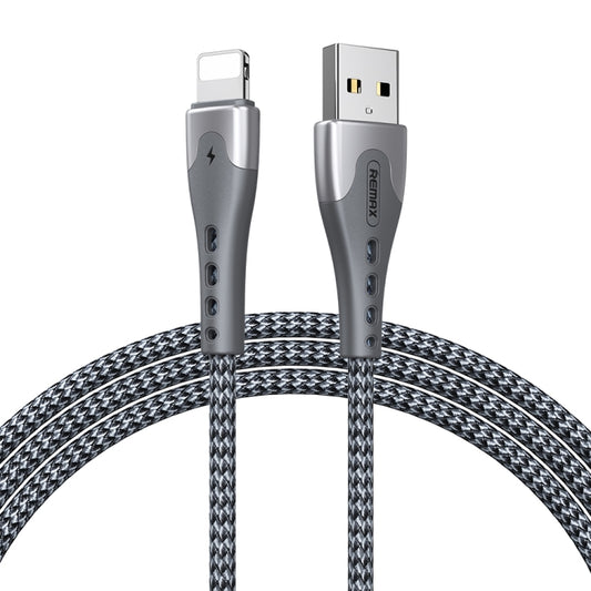 REMAX RC-150i KAWAY Series 1m 2.4A USB to 8 Pin Aluminum Alloy Braid Fast Charging Data Cable (Silver) - Normal Style Cable by buy2fix | Online Shopping UK | buy2fix