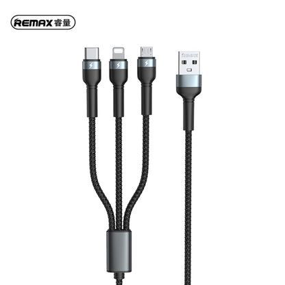 REMAX RC-124th Jany Series 3.1A 3 in 1 USB to Type-C + 8 Pin + Micro USB Charging Cable, Cable Length: 1.2m(Black) - Multifunction Cable by REMAX | Online Shopping UK | buy2fix