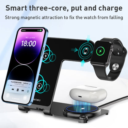 WIWU Wi-W005 Armor 3 in 1 15W Wireless Charger - Wireless Charger by WIWU | Online Shopping UK | buy2fix