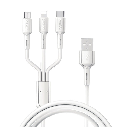 Yesido CA41 3.5A USB to 8 Pin + Micro USB + USB-C / Type-C Charging Cable, Length: 1m(White) - Multifunction Cable by Yesido | Online Shopping UK | buy2fix