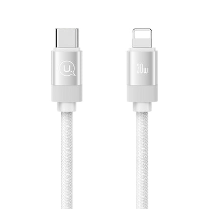 USAMS US-SJ705 Type-C to 8 Pin 30W Fast Charge Magnetic Data Cable, Length: 1m (Silver) - 2 in 1 Cable by USAMS | Online Shopping UK | buy2fix