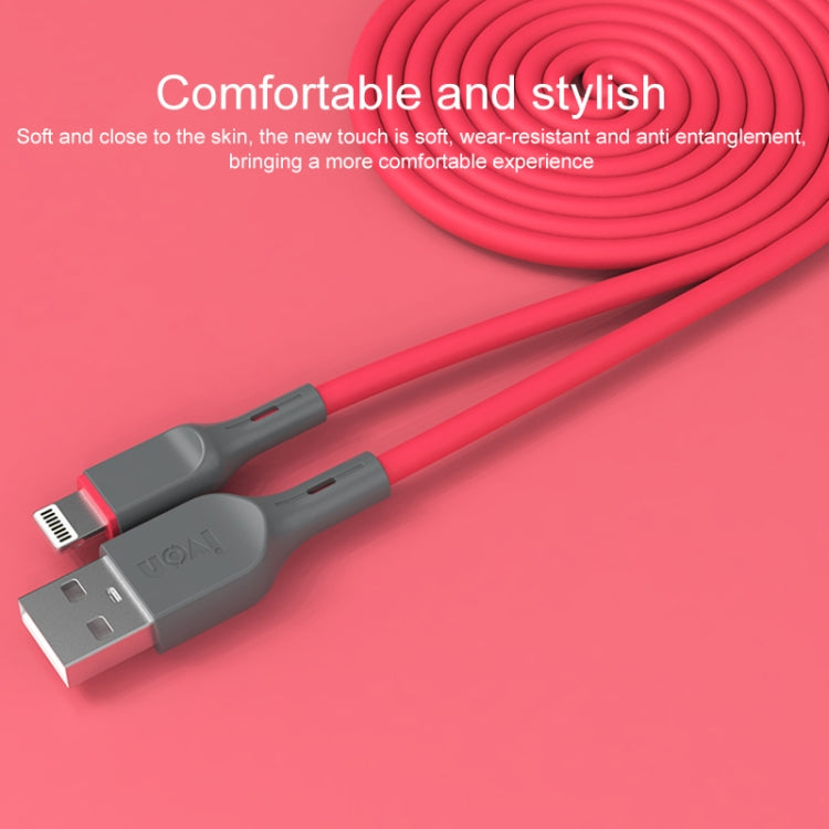 IVON CA78 2.4A 8 Pin Fast Charging Data Cable, Length: 1m (Red) - Normal Style Cable by IVON | Online Shopping UK | buy2fix