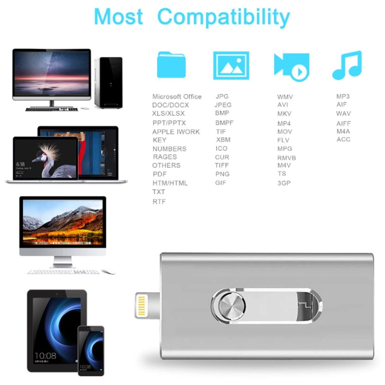 RQW-02 3 in 1 USB 2.0 & 8 Pin & Micro USB 32GB Flash Drive(Blue) - U Disk & Card Reader by buy2fix | Online Shopping UK | buy2fix