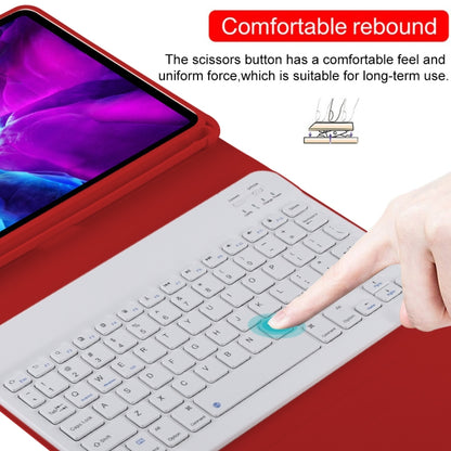 TG11B Detachable Bluetooth White Keyboard + Microfiber Leather Tablet Case for iPad Pro 11 inch (2020), with Pen Slot & Holder (Red) - For iPad Pro by buy2fix | Online Shopping UK | buy2fix