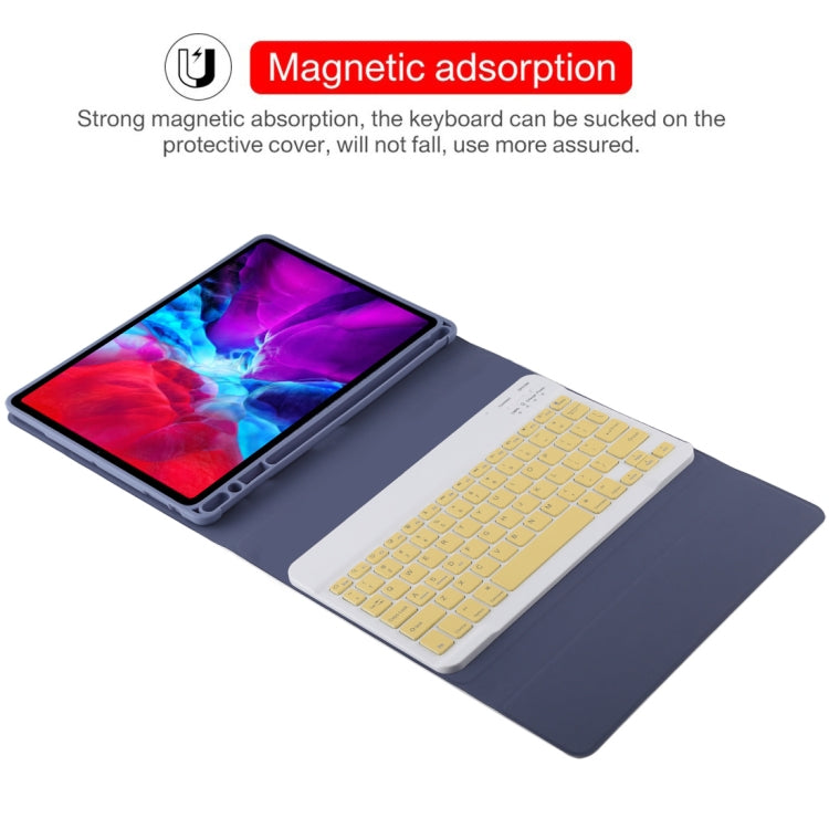 TG11B Detachable Bluetooth Yellow Keyboard + Microfiber Leather Tablet Case for iPad Pro 11 inch (2020), with Pen Slot & Holder (Purple) - For iPad Pro by buy2fix | Online Shopping UK | buy2fix