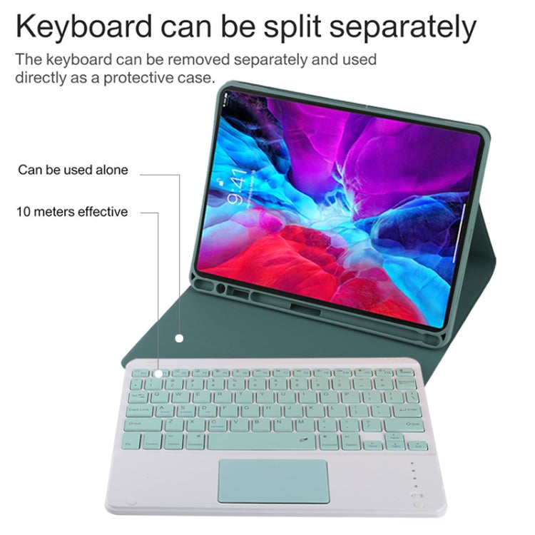 TG11BC Detachable Bluetooth Green Keyboard Microfiber Leather Tablet Case for iPad Pro 11 inch (2020), with Touchpad & Pen Slot & Holder (Dark Green) - For iPad Pro by buy2fix | Online Shopping UK | buy2fix