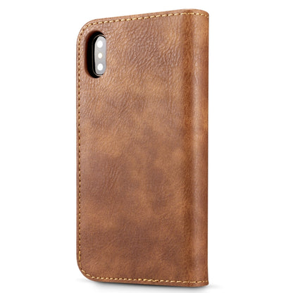 For iPhone X / XS DG.MING  Crazy Horse Texture Horizontal Flip Detachable Magnetic Protective Case with Holder & Card Slots & Wallet(Brown) - More iPhone Cases by DG.MING | Online Shopping UK | buy2fix