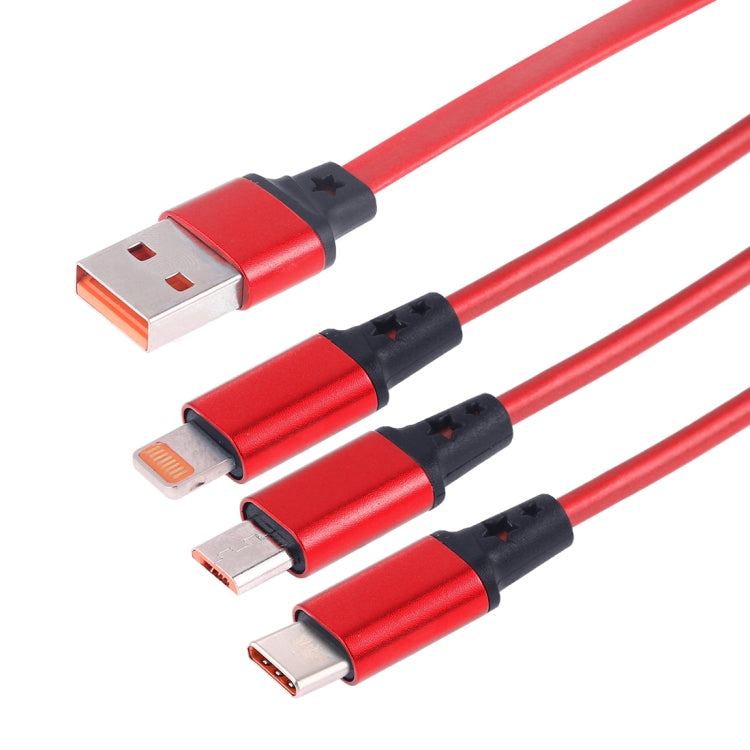 1.2m 3 in 1 USB to USB-C / Type-C + 8Pin + Micro USB Retractable Data Syn Charging Cable (Red) - Multifunction Cable by buy2fix | Online Shopping UK | buy2fix