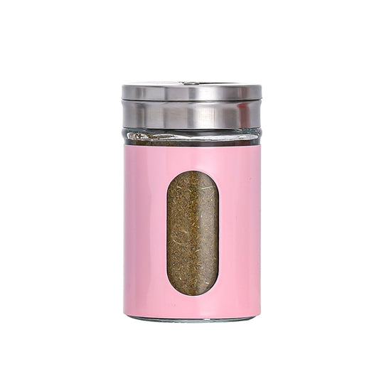 Stainless Steel Lid Glass Seasoning Jar Kitchen Supplies (Pink) - Condiment Bottles & Hip Flasks by buy2fix | Online Shopping UK | buy2fix