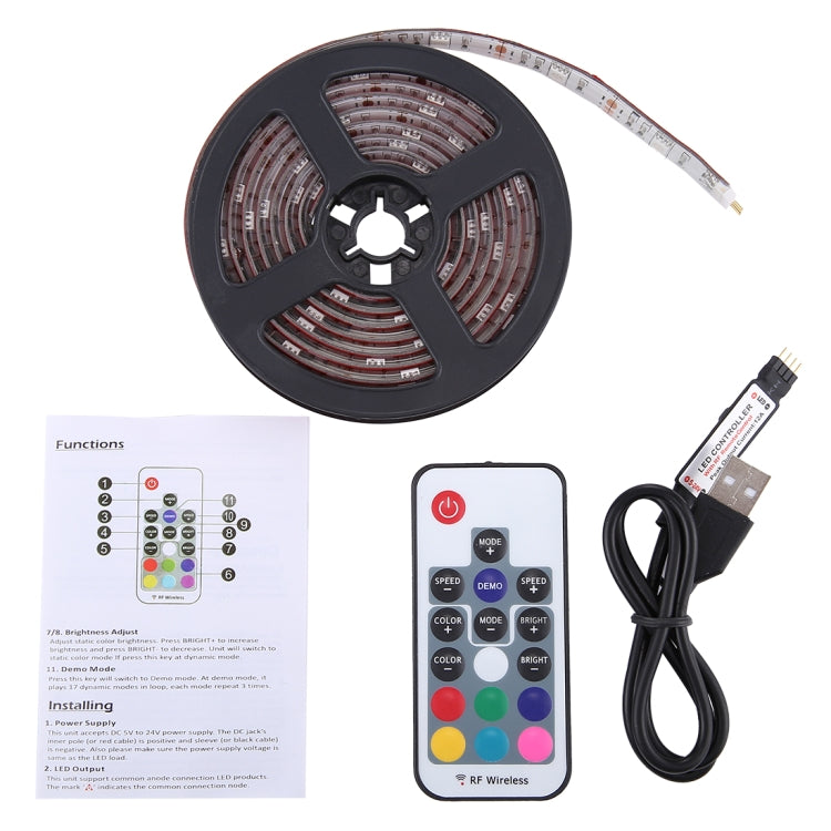 2m USB TV White Board Colorful Light Epoxy Rope Light, 60 LEDs SMD 5050 with 50cm USB Interface Cable & 17 Keys Remote Control, DC 5V - Epoxy Waterproof Light by buy2fix | Online Shopping UK | buy2fix