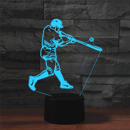 Playing Baseball Shape 3D Colorful LED Vision Light Table Lamp, USB Touch Version - Novelty Lighting by buy2fix | Online Shopping UK | buy2fix