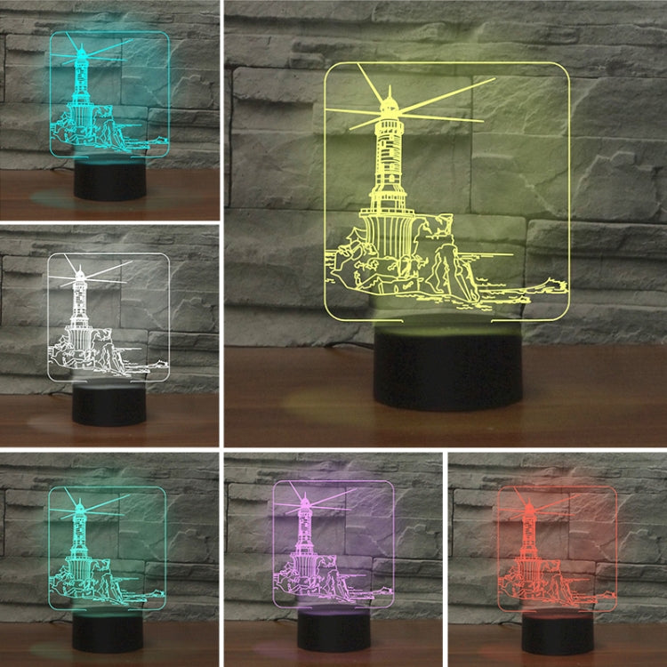 Lighthouse Shape 3D Colorful LED Vision Light Table Lamp, USB Touch Version - Novelty Lighting by buy2fix | Online Shopping UK | buy2fix