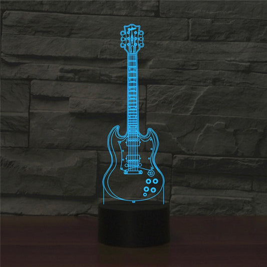 Five-string Guitar Shape 3D Colorful LED Vision Light Table Lamp, Charging Touch Version - Novelty Lighting by buy2fix | Online Shopping UK | buy2fix