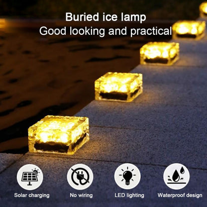 Solar Powered Square Tempered Glass Outdoor LED Buried Light Garden Decoration Lamp IP55 Waterproof，Size: 10 x 10 x 5.2cm(Red Light) - Buried Lights by buy2fix | Online Shopping UK | buy2fix