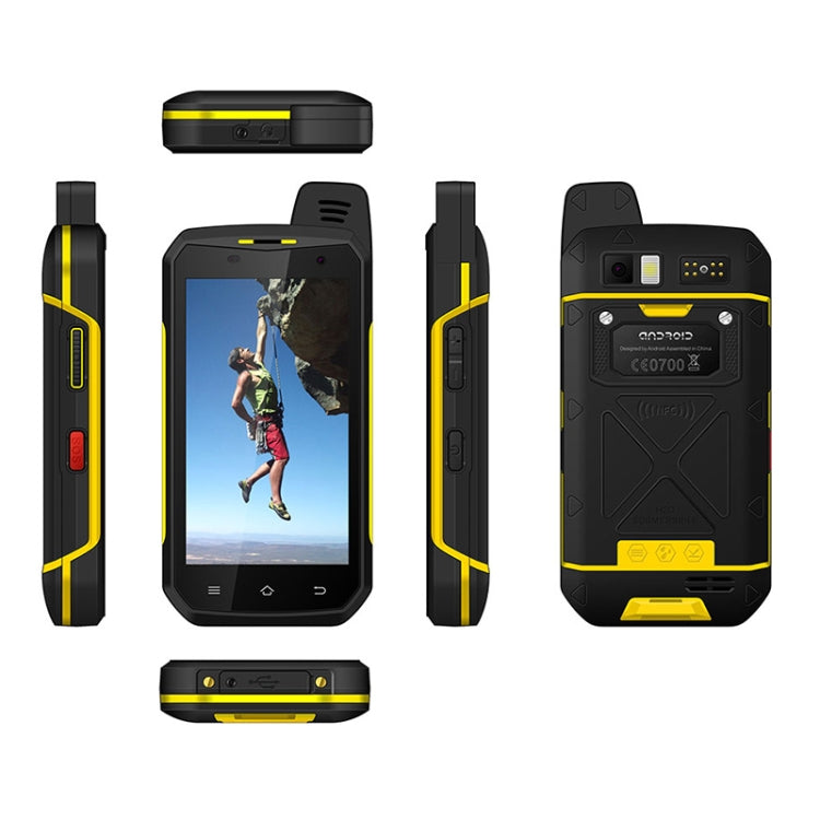 UNIWA B6000 PTT Walkie Talkie Rugged Phone, 4GB+64GB, IP68 Waterproof Dustproof Shockproof, 5000mAh Battery, 4.7 inch Android 9.0 MTK6762 Octa Core up to 2.0GHz, Network: 4G, NFC, OTG (Yellow) - UNIWA by UNIWA | Online Shopping UK | buy2fix