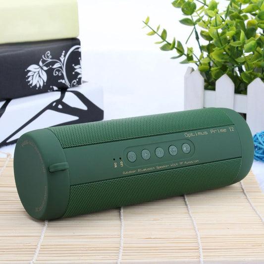 T2 3ATM Waterproof Portable Bluetooth Stereo Speaker, with Built-in MIC & LED & Hanging Hook, Support Hands-free Calls & TF Card, Bluetooth Distance: 10m (Green) - Waterproof Speaker by buy2fix | Online Shopping UK | buy2fix