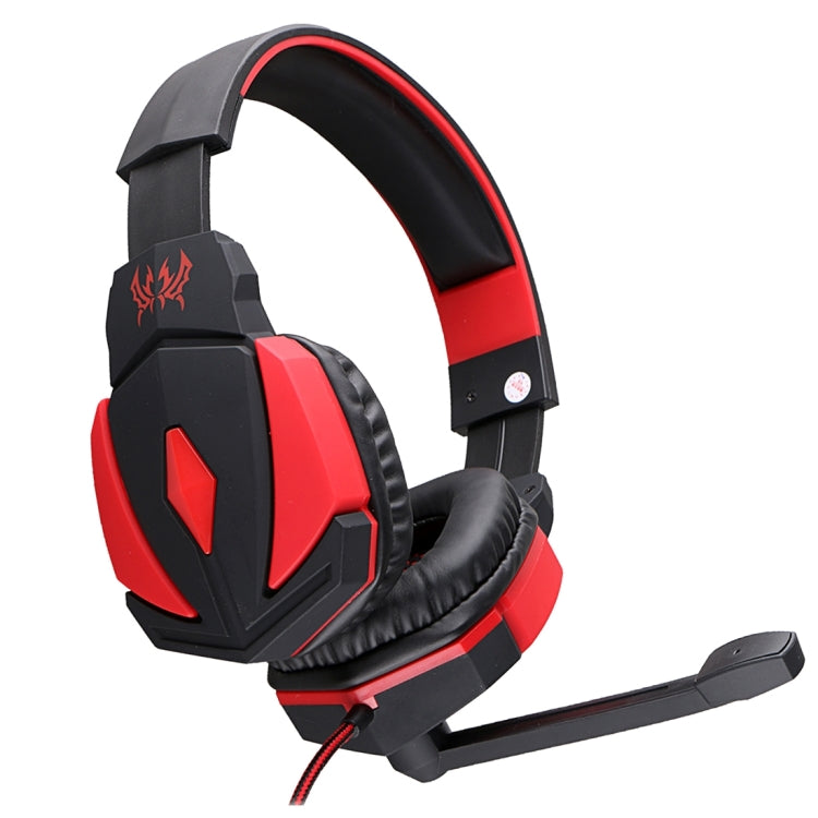 KOTION EACH G4000 USB Version Stereo Gaming Headphone Headset Headband with Microphone Volume Control LED Light for PC Gamer,Cable Length: About 2.2m(Black Red) - Multimedia Headset by KOTION EACH | Online Shopping UK | buy2fix