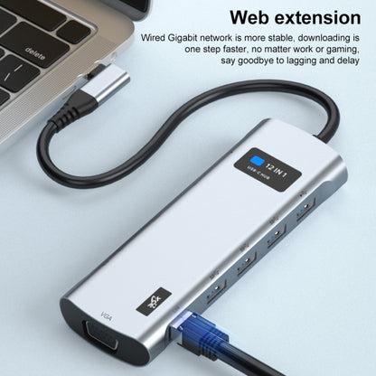 V261A 12 in 1 Elbow USB-C/Type-C to USB Digital Display Docking Station HUB Adapter - USB HUB by buy2fix | Online Shopping UK | buy2fix