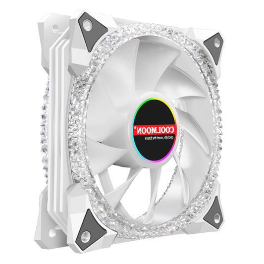 COOLMOON AS2 PWM Controlled Cooling Fan 12CM Dual-aperture Computer Water Cooling ARGB Chassis Fan (White) - Fan Cooling by COOLMOON | Online Shopping UK | buy2fix