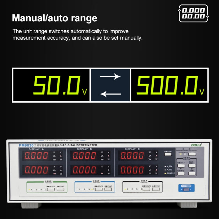 DCUU PM9830 500V 80A Three Phase Digital AC Voltage Current Power Factor & Power Meter (EU Plug) - Current & Voltage Tester by buy2fix | Online Shopping UK | buy2fix