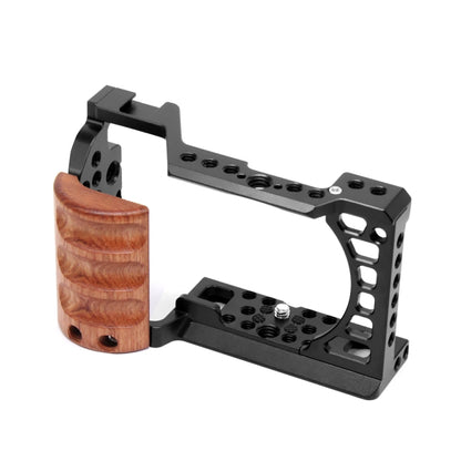 For Sony A6400 / A6300 / A6100 / A6000 PULUZ Wood Handle Metal Camera Cage Stabilizer Rig - Camera Cage by PULUZ | Online Shopping UK | buy2fix