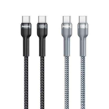 REMAX RC-172 Jany Series 1m PD100W Type-C to USB-C / Type-C Aluminum Alloy Braid Fast Charging Data Cable (Silver) - USB-C & Type-C Cable by REMAX | Online Shopping UK | buy2fix
