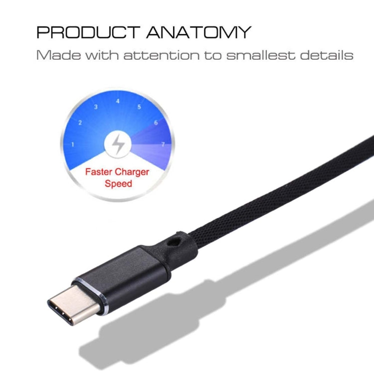 1m 2A Output USB to USB-C / Type-C Nylon Weave Style Data Sync Charging Cable(Black) - USB-C & Type-C Cable by buy2fix | Online Shopping UK | buy2fix