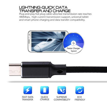 1m 2A Output USB to USB-C / Type-C Nylon Weave Style Data Sync Charging Cable(Black) - USB-C & Type-C Cable by buy2fix | Online Shopping UK | buy2fix