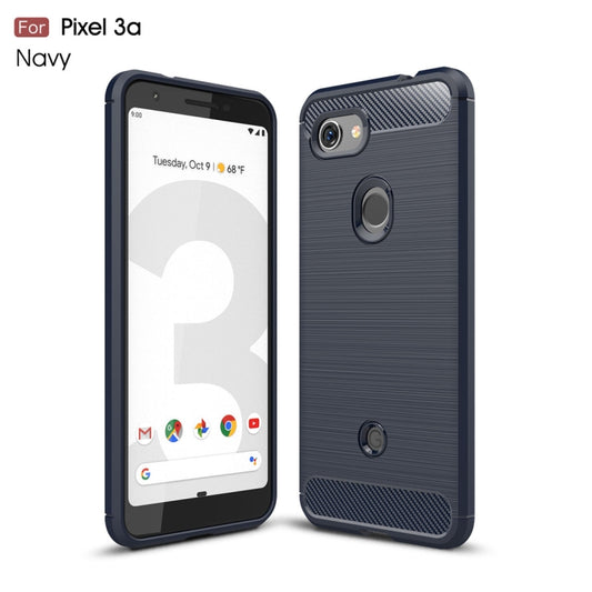 Brushed Texture Carbon Fiber TPU Case for Google Pixel 3a(Navy Blue) - Google Cases by buy2fix | Online Shopping UK | buy2fix