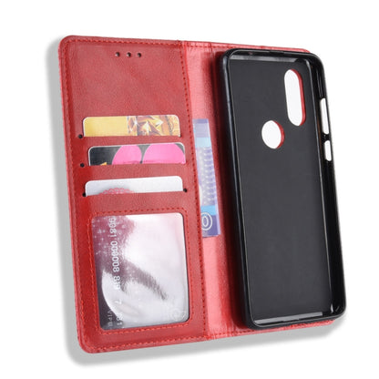 Magnetic Buckle Retro Crazy Horse Texture Horizontal Flip Leather Case for Motorola MOTO One Vision, with Holder & Card Slots & Photo Frame(Red) - Motorola Cases by buy2fix | Online Shopping UK | buy2fix