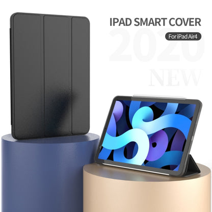 For iPad Air 2022 / 2020 10.9 Three-folding Surface PU Leather TPU Matte Soft Bottom Case with Holder & Sleep / Wake-up Function(Black) - iPad Air (2022) / (2020) 10.9 Cases by buy2fix | Online Shopping UK | buy2fix