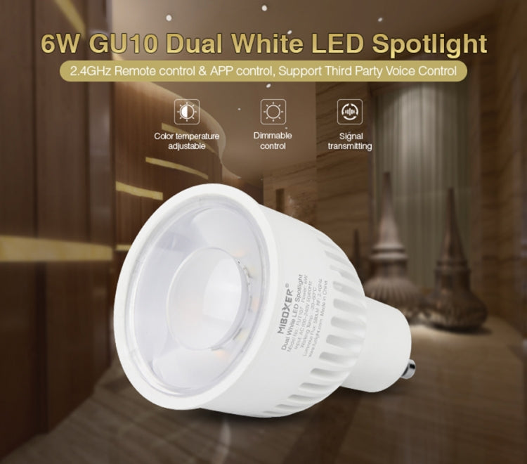 FUT107 GU10 6W Double White CCT LED Bulb Spotlight For Bedroom And Living Room - Smart Light Bulbs by buy2fix | Online Shopping UK | buy2fix