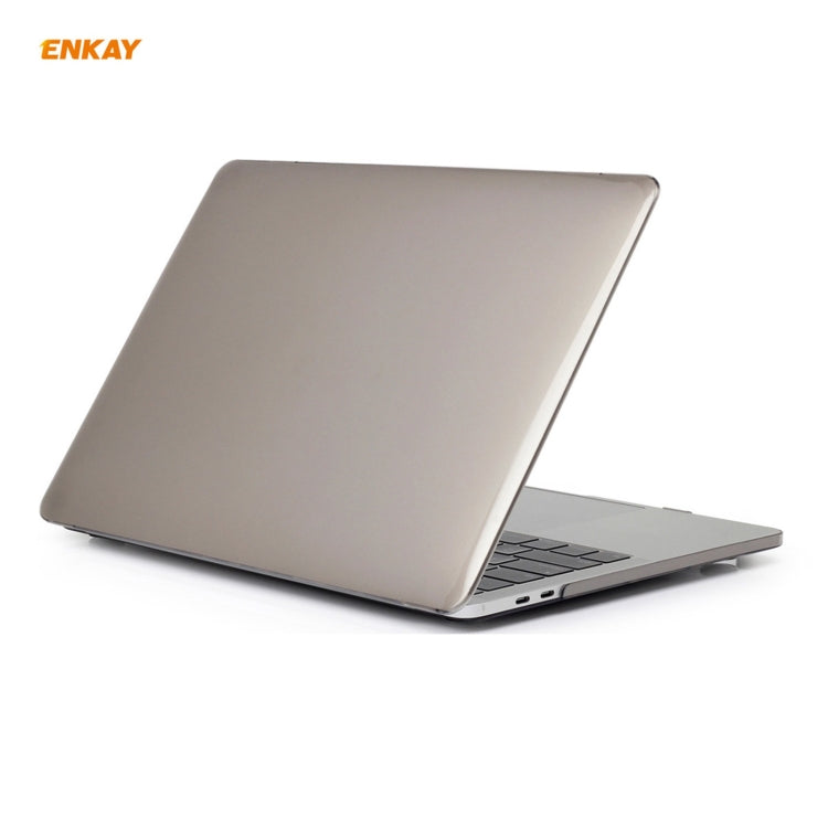 ENKAY 3 in 1 Crystal Laptop Protective Case + US Version TPU Keyboard Film + Anti-dust Plugs Set for MacBook Pro 13.3 inch A1706 / A1989 / A2159 (with Touch Bar)(Grey) - MacBook Pro Cases by ENKAY | Online Shopping UK | buy2fix