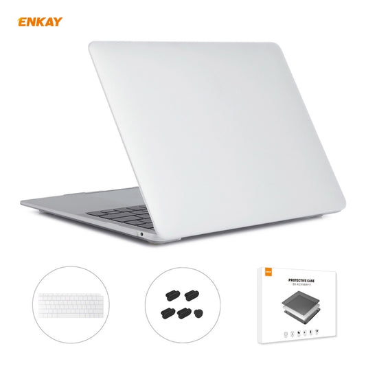 ENKAY 3 in 1 Matte Laptop Protective Case + US Version TPU Keyboard Film + Anti-dust Plugs Set for MacBook Air 13.3 inch A1932 (2018)(White) - MacBook Air Cases by ENKAY | Online Shopping UK | buy2fix