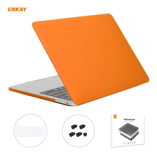 ENKAY 3 in 1 Matte Laptop Protective Case + EU Version TPU Keyboard Film + Anti-dust Plugs Set for MacBook Pro 13.3 inch A2251 & A2289 & A2338 (with Touch Bar)(Orange) - MacBook Pro Cases by ENKAY | Online Shopping UK | buy2fix