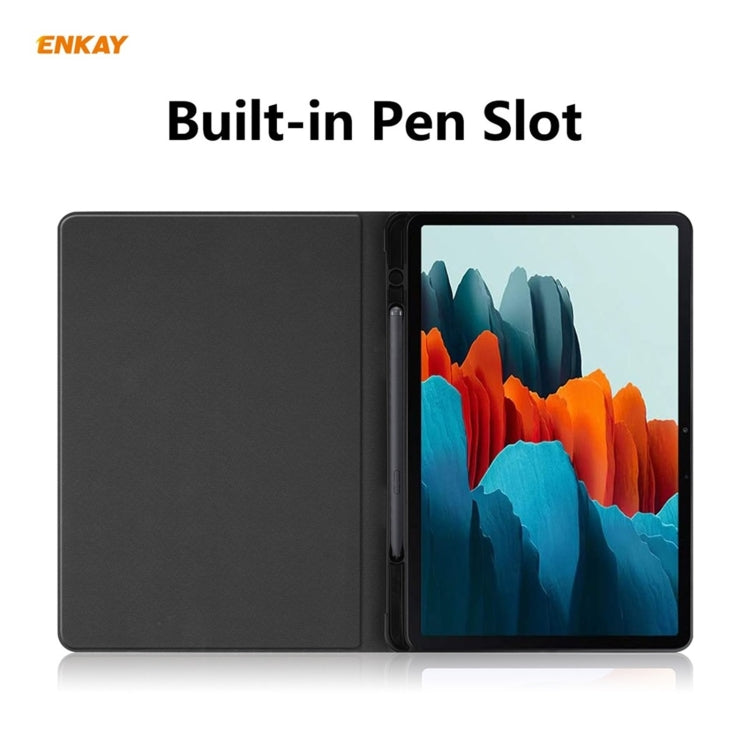 ENKAY ENK-8026 Cow Texture PU Leather + TPU Smart Case with Pen Slot for Samsung Galaxy Tab S8 / Galaxy Tab S7 11.0 T870 / T875(Sky Blue) - Galaxy Tab S8 Cases by ENKAY | Online Shopping UK | buy2fix