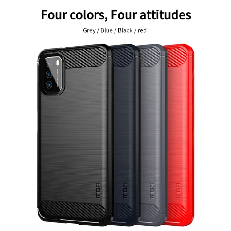 For Xiaomi Poco M3 / Redmi 9T MOFI Gentleness Series Brushed Texture Carbon Fiber Soft TPU Case(Blue) - Xiaomi Cases by MOFI | Online Shopping UK | buy2fix