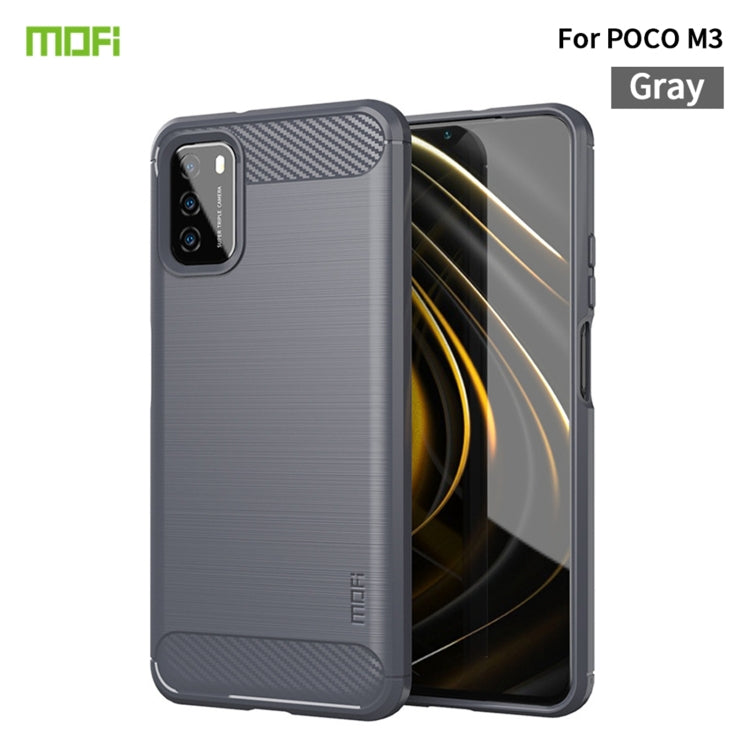 For Xiaomi Poco M3 / Redmi 9T MOFI Gentleness Series Brushed Texture Carbon Fiber Soft TPU Case(Grey) - Xiaomi Cases by MOFI | Online Shopping UK | buy2fix