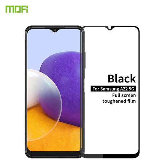 For Samsung Galaxy A22 5G MOFI 9H 2.5D Full Screen Tempered Glass Film(Black) - Galaxy Tempered Glass by MOFI | Online Shopping UK | buy2fix