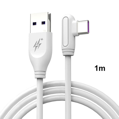 ENKAY Hat-Prince ENK-CB109 5A USB to USB-C / Type-C 90 Degree Elbow Silicone Data Sync Fast Charging Cable, Cable Length:1m(White) - USB-C & Type-C Cable by ENKAY | Online Shopping UK | buy2fix