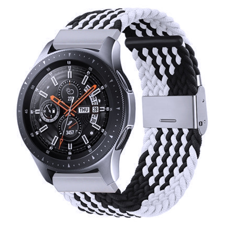 For Samsung Galaxy Watch 4 / Watch 5 20mm Nylon Braided Metal Buckle Watch Band(Z Black White) - Watch Bands by buy2fix | Online Shopping UK | buy2fix